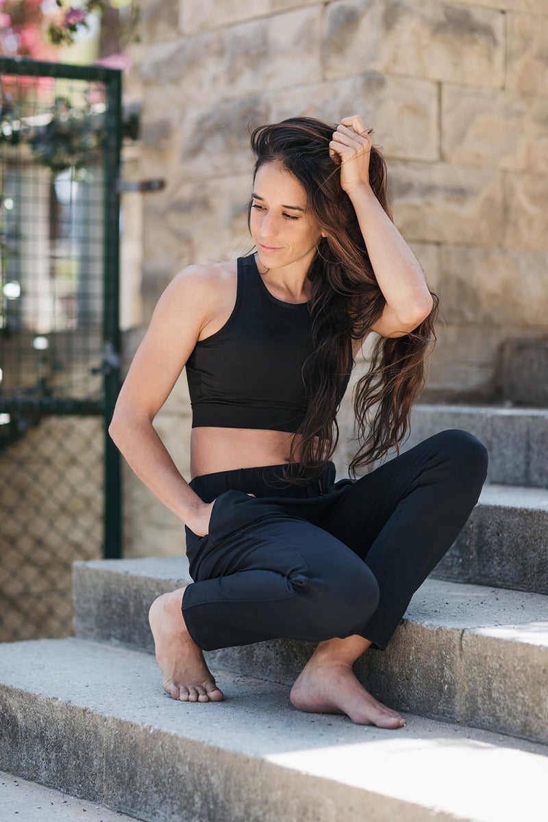 Yogipace Petite Women's 7/8 On The Go Pants, Drawstring Casual Lounge Joggers, Everyday Travel Pants,Black,24",Size XXL - Image 5